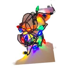 Vintage Outdoor Indoor Christmas Lights C9 Multicolor 25 Bulbs Green Wire